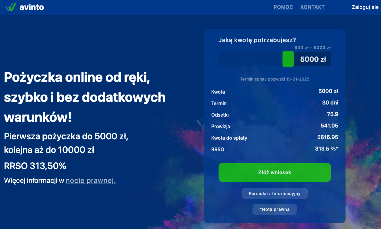 Avinto.pl — Szybkie pożyczki online do 10 000 zł